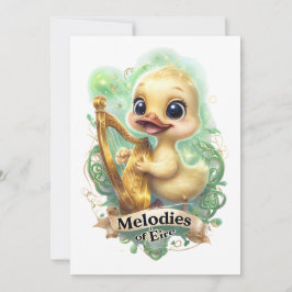 Invitación Melodías del Éire" Pato Kawaii jugando un arpa I