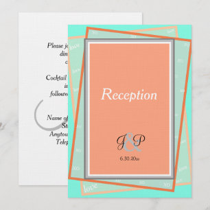 Invitación Melón Cantaloup Monograma Geométrico Recepción