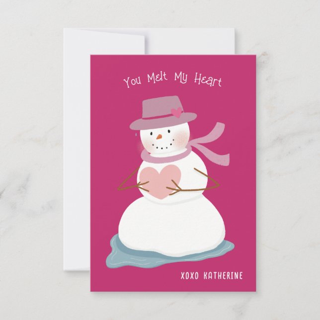 Invitación Melt My Heart Snowman Classroom Valentine (Anverso)