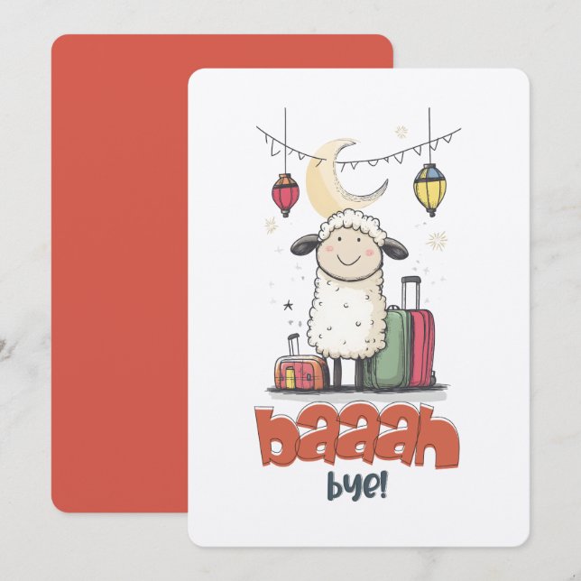 Invitación Meme de Eid oveja divertida JAJA LOL | ¡Adiós Baaa (Anverso / Reverso)