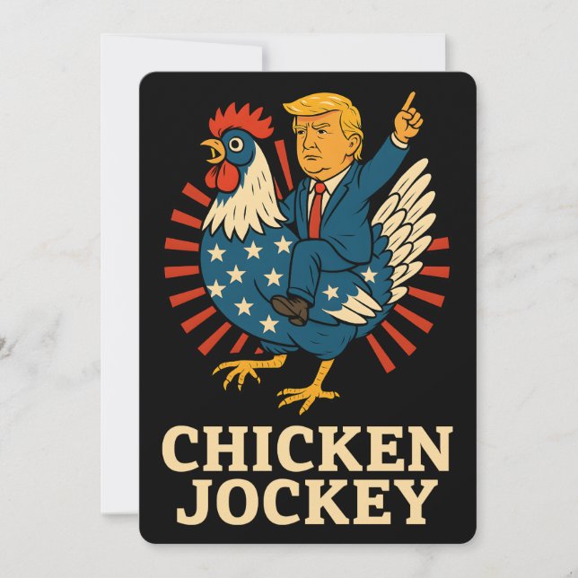 Invitación Meme divertido de Jockey sobre pollo Trump (Anverso)