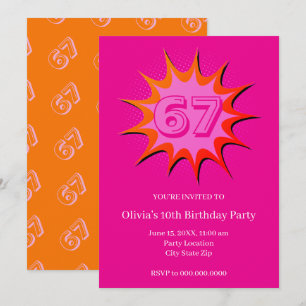 Invitación Meme personalizado rosa 67 