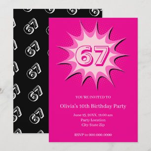Invitación Meme rosa personalizado 67 