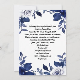 Invitación Memorial azul y blanco de la Marina Oscura