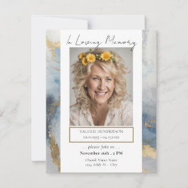 Invitación Memorial Blue and Gold Photo FunService