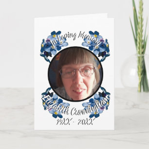 Invitación Memorial Blue Forget Me Not Floral Photo Program