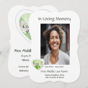 Invitación Memorial, Celebración de la Vida, Servicio Colibrí