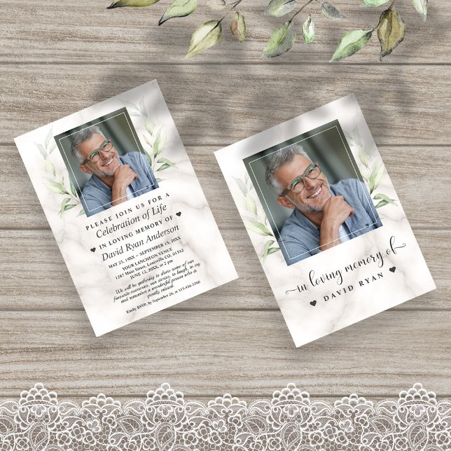 Invitación Memorial conmemorativo del funeral de Laurel (elegant modern trendy greenery celebration of life invitation)