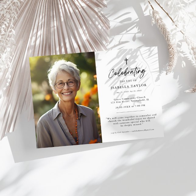 Invitación Memorial cristiano foto religiosa cruzada fúnebre (Subido por el creador)