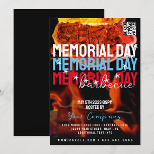 Invitación Memorial Day Barbacoa Evento Compañía Fiesta Volan
