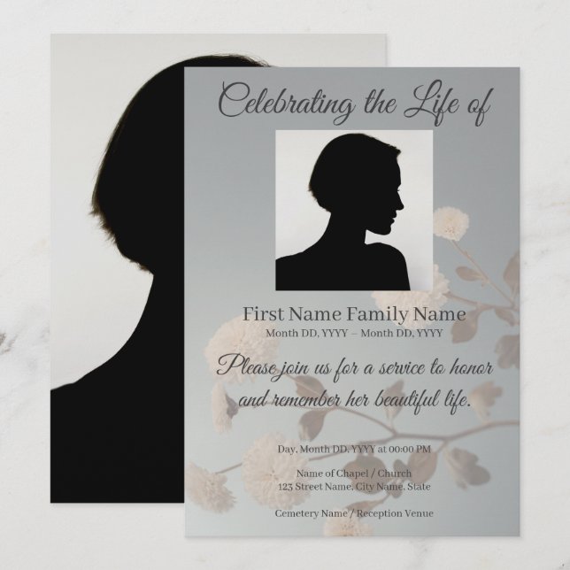 Invitación memorial de flores (Anverso / Reverso)