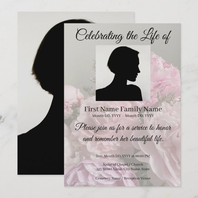 Invitación memorial de flores (Anverso / Reverso)