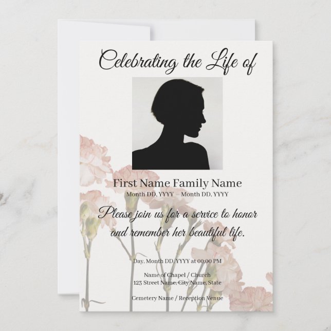 Invitación memorial de flores (Anverso)