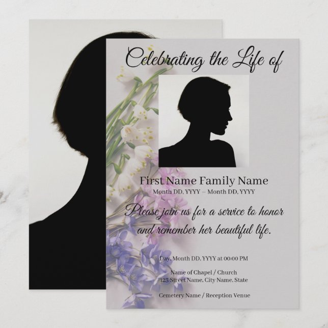 Invitación memorial de flores (Anverso / Reverso)