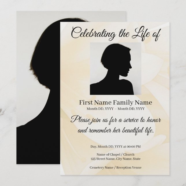 Invitación memorial de flores (Anverso / Reverso)