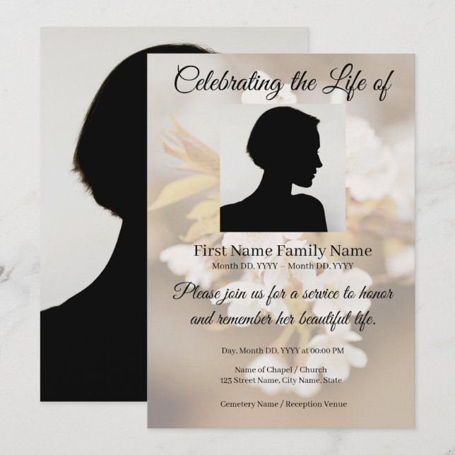 invitación memorial de flores (Anverso / Reverso)