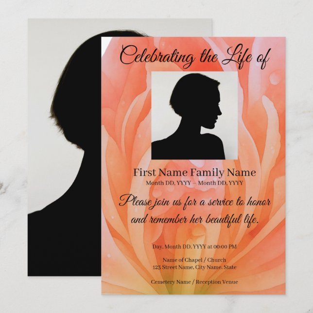 Invitación memorial de flores (Anverso / Reverso)