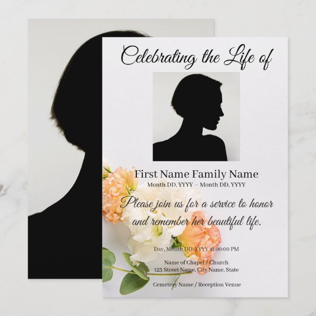 Invitación memorial de flores (Anverso / Reverso)
