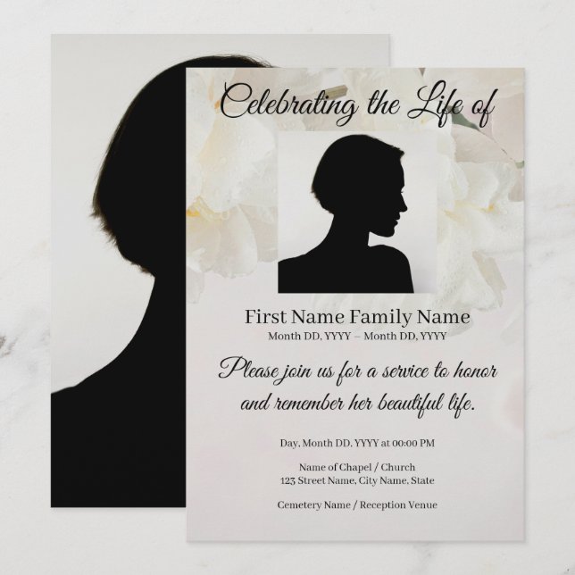Invitación memorial de flores (Anverso / Reverso)