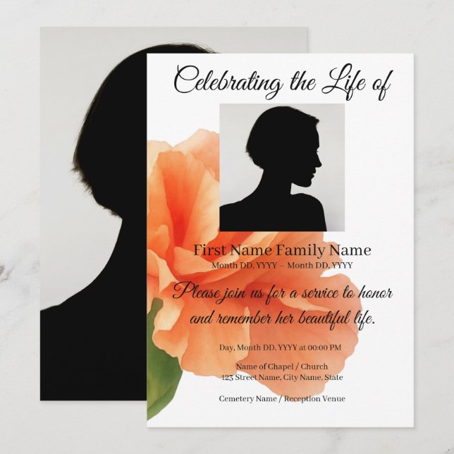 Invitación memorial de flores (Anverso / Reverso)