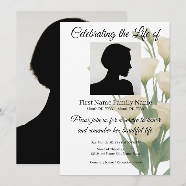 Invitación memorial de flores  (Anverso / Reverso)