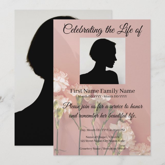 Invitación memorial de flores (Anverso / Reverso)