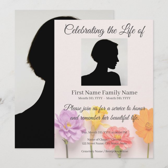 Invitación memorial de flores (Anverso / Reverso)