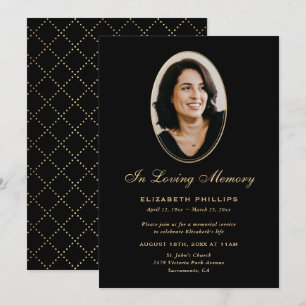 Invitación Memorial de Foto Oro Negro En Cariñoso Recuerdo