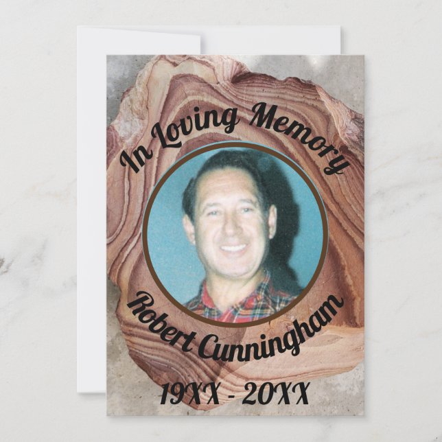 Invitación Memorial de la foto de madera Petrificada en el re (Anverso)