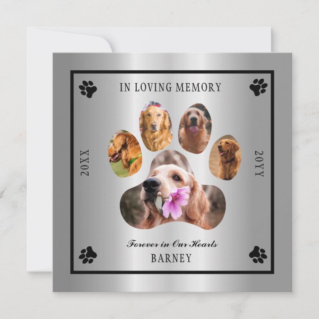 Invitación Memorial del Mascota de fotografía de memoria amor (Anverso)