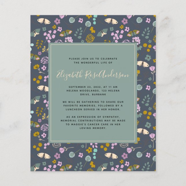 INVITACIÓN Memorial en Papel | Azul de Flor Silves (Frente)