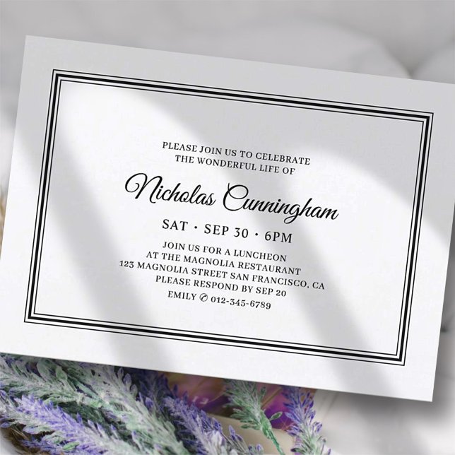 Invitación Memorial Funeral Clásico Simple Elegante (Subido por el creador)