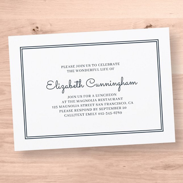 Invitación Memorial Funeral Modern and Simple Elegant (Subido por el creador)