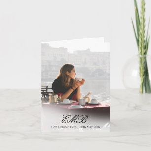 Invitación Memorial Funeral simple foto superpuesta en blanco