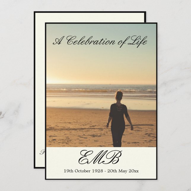 Invitación Memorial funeral Simple Photo Celebration of Life (Anverso / Reverso)
