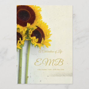 Invitación Memorial funeral Sunflowers Celebración de la vida