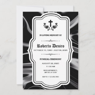 Invitación Memorial Funreal satén negro gótico elegante