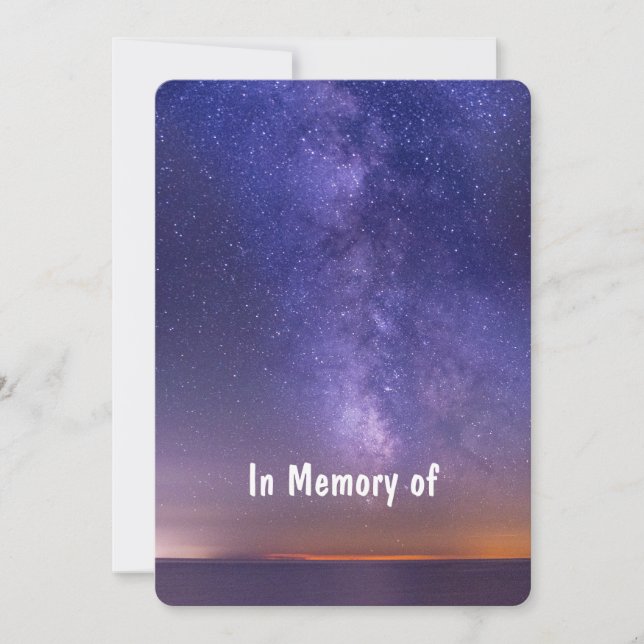 Invitación Memorial Keepsake Hermoso cielo estrellado (Anverso)