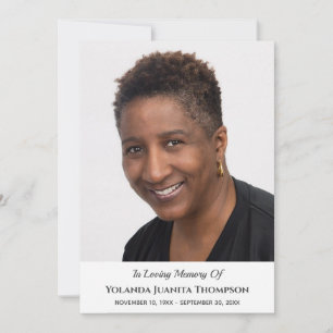 Invitación Memorial Personalizado funeral de la foto Simpatía