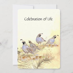 Invitación Memorial Service California Quail Bird Group