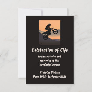 Invitación Memorial Service Invitan a la persona en motocicle