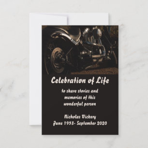 Invitación Memorial Service Invitan a la persona en motocicle