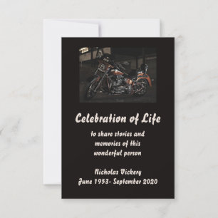 Invitación Memorial Service Invitan a la persona en motocicle