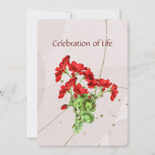 Invitación Memorial Service Invitar a Geranium Flower Art
