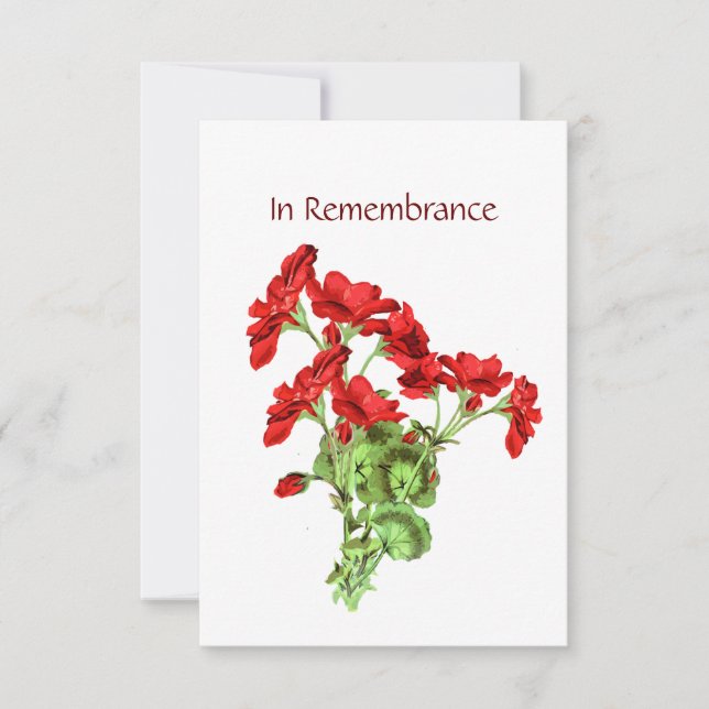 Invitación Memorial Service Invitar a Geranium Flower Art (Anverso)