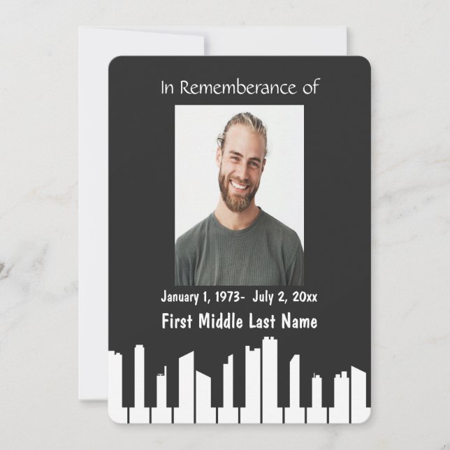 Invitación Memorial Service Piano Paisaje Musical (Anverso)