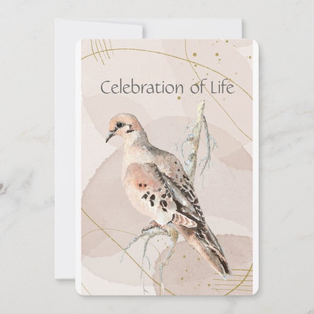 Invitación Memorial Service Watercolor Dove (Anverso)