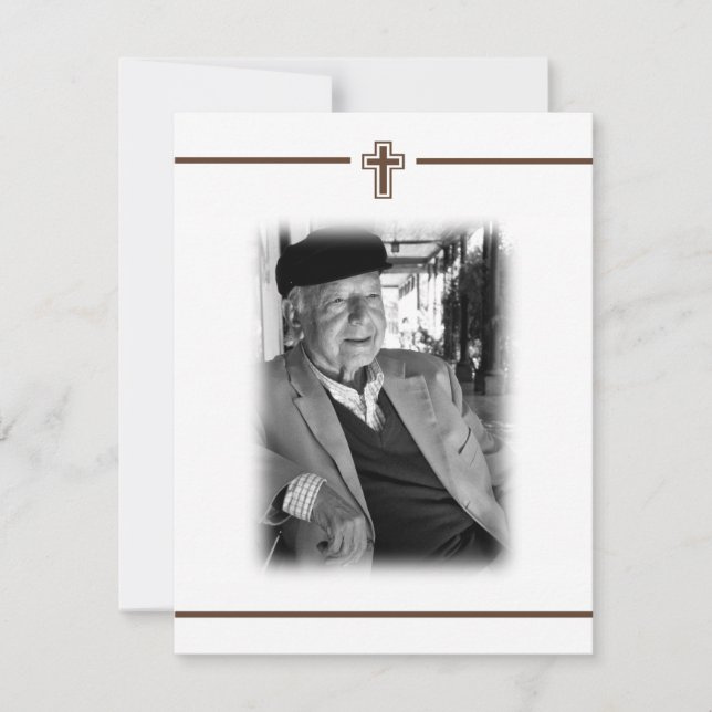 Invitación Memoriam Crucifijo foto del aviso de muerte (Anverso)