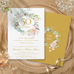 Invitación Memorias de Bodas de Oro 50 Aniversario Floral