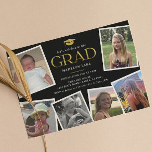 Invitación Memory Board Photo Collage Grad Party